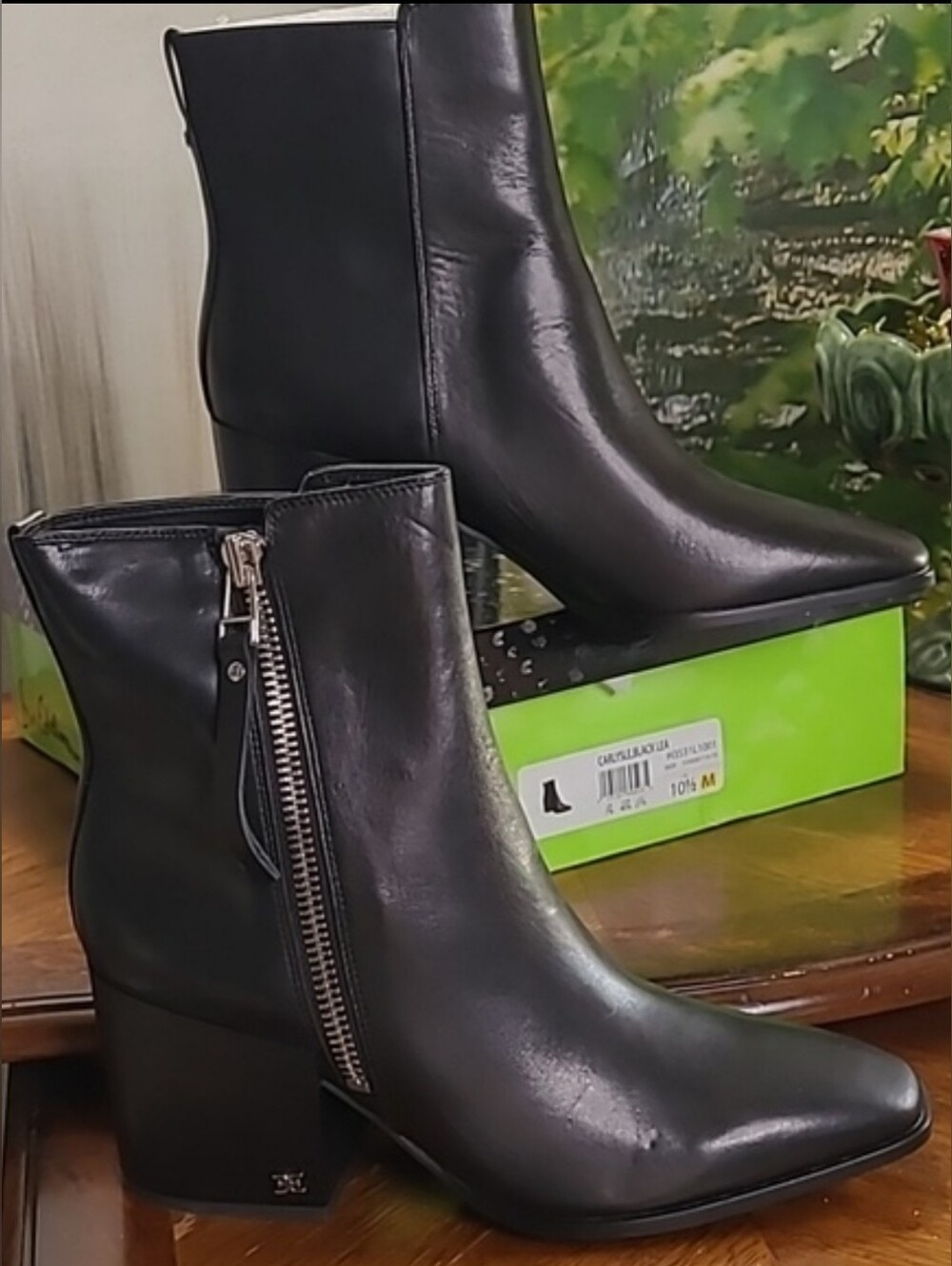 New in box! Sam Edelman Carlysle Womens 10.5 black leather heel ankle boots